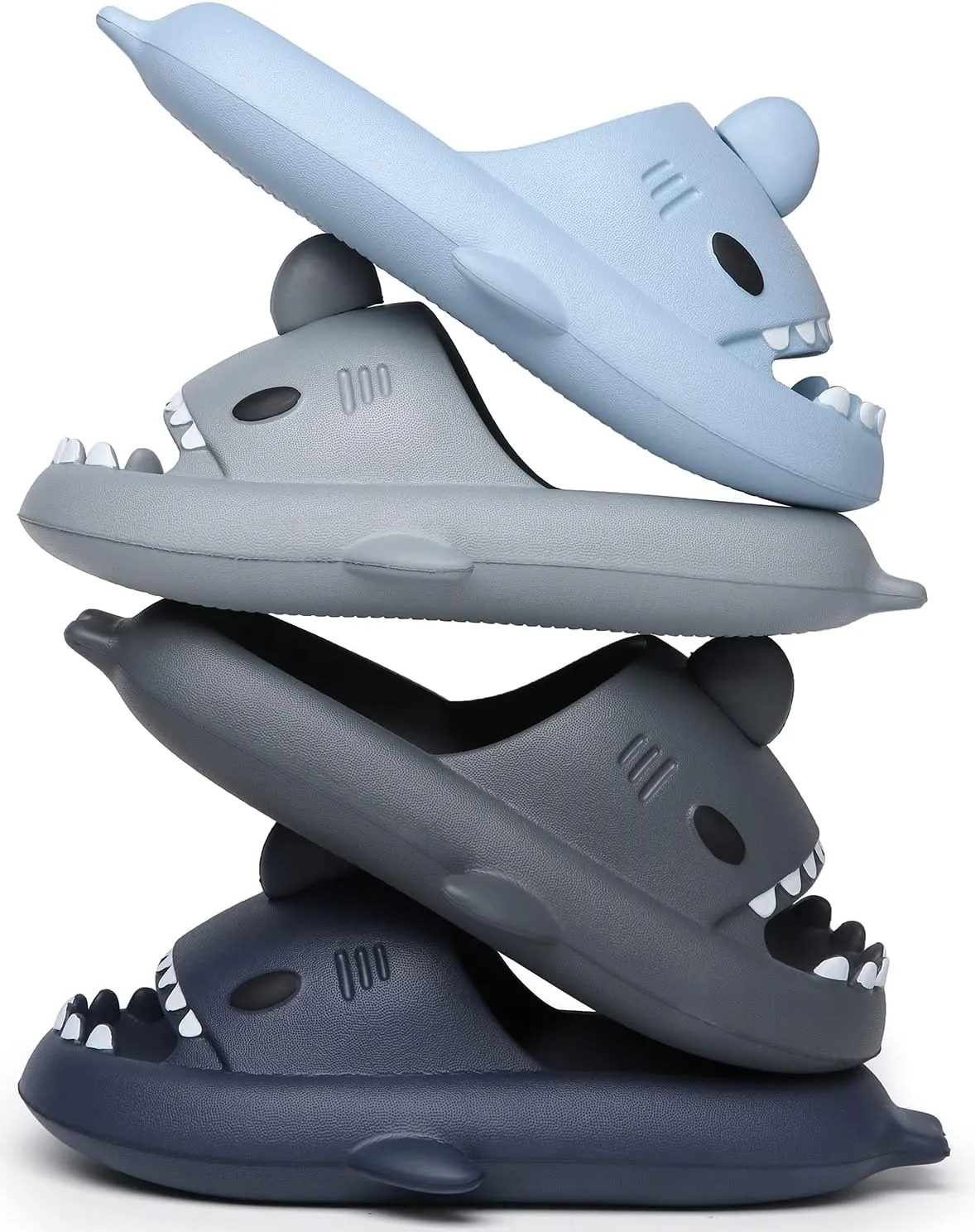 Men's and Women's Shark Slides Cloud Slippers Summer Novelty Open Toe Slide Sandals Anti-Slip Beach Pool Shower Shoes with Cushioned Thick Sole