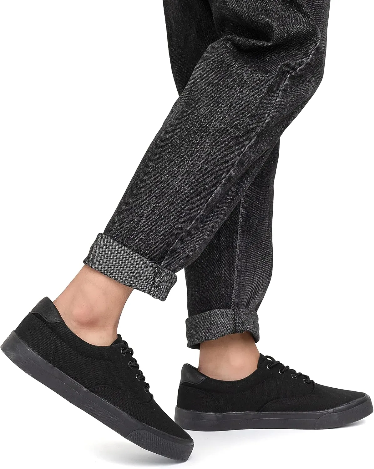 Men's Black Classic Low Top Shoes Canvas Fashion Sneaker with Soft Insole Causal Dress Shoes for Men Comfortable Walking Shoes
