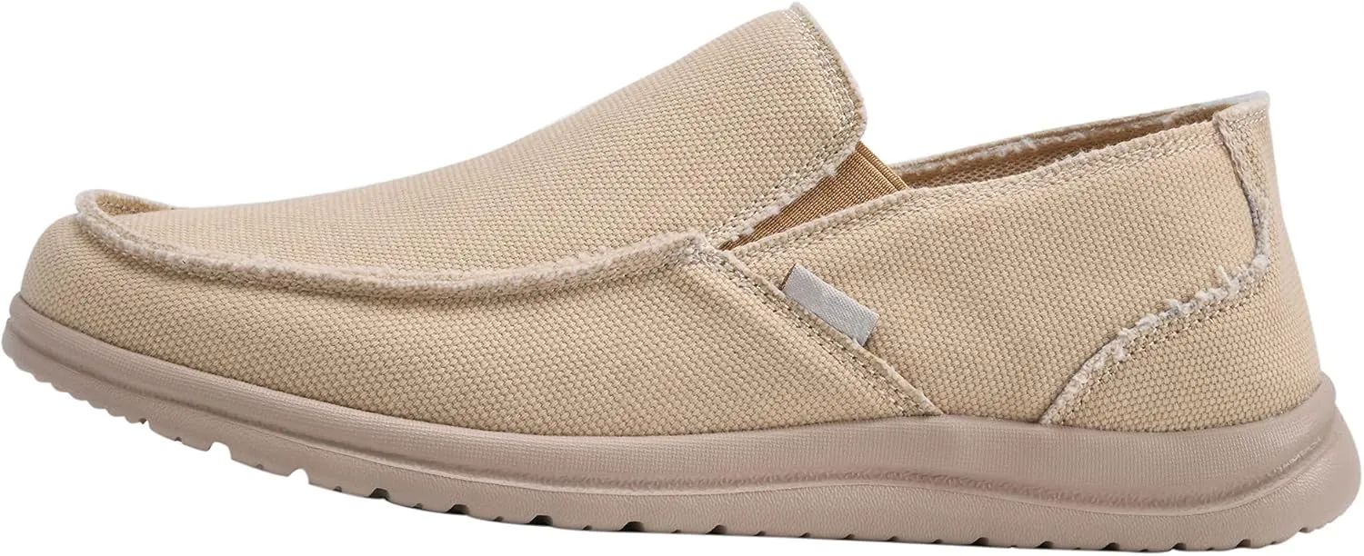 Mens Canvas Shoes Slip On Loafers Deck Shoes Walking Lightweight Causal Slip-ons