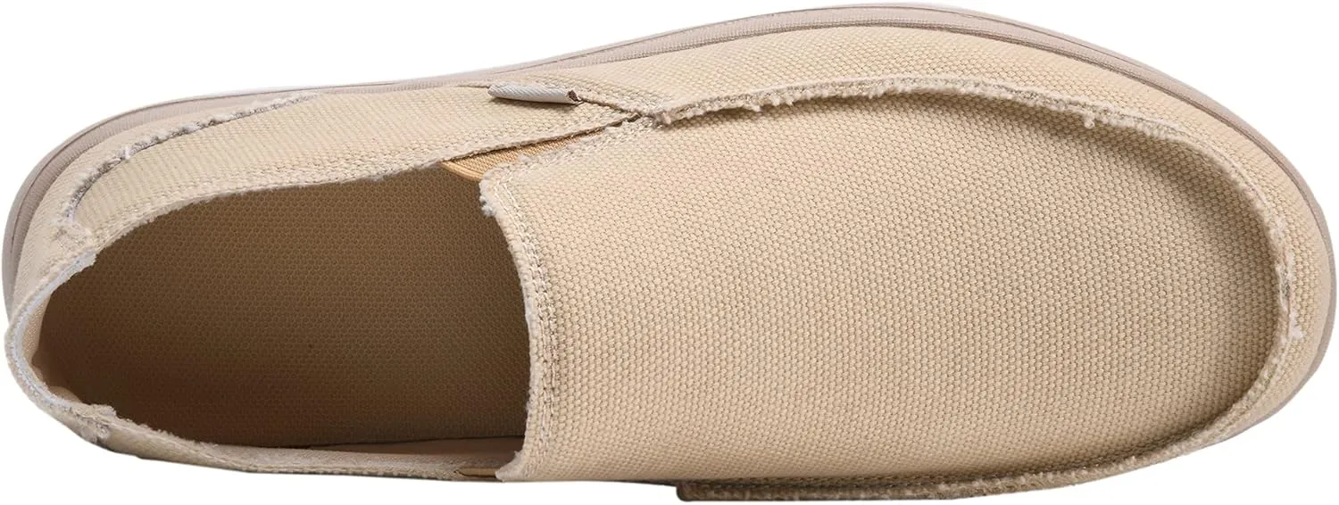 Mens Canvas Shoes Slip On Loafers Deck Shoes Walking Lightweight Causal Slip-ons