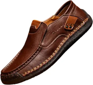 Men's Casual Leather Loafers Slip-On Dress Shoes Driving Moccasin Walking Shoes