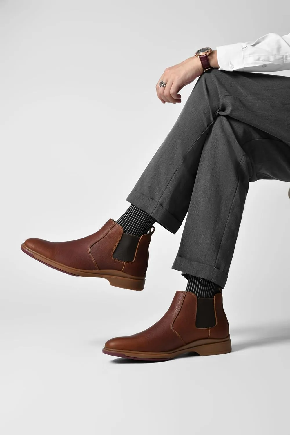 Men's Chelsea Dress Boots Comfortable Leather Slip On Ankle Boots For Casual & Formal Occasions