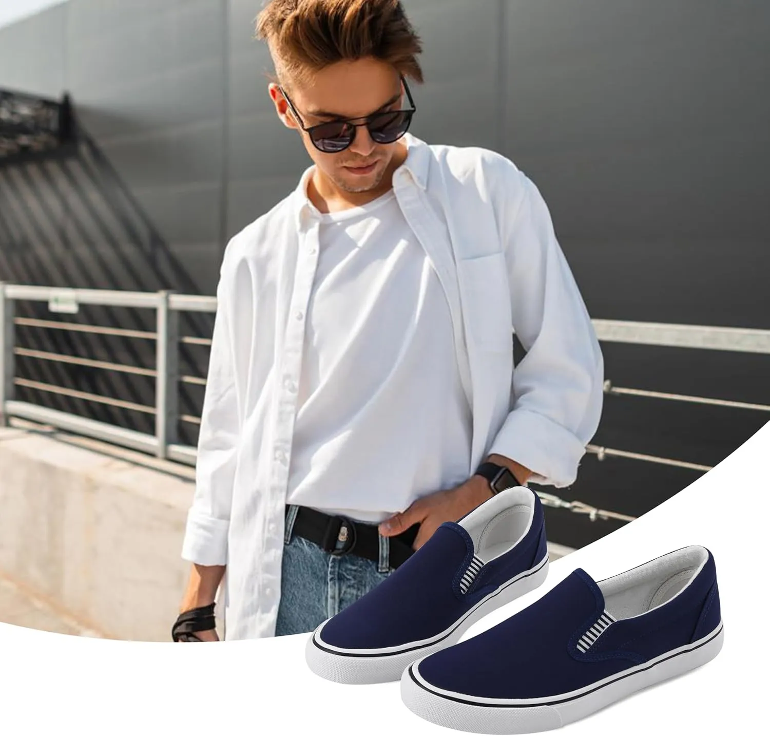 Mens Classic Canvas Shoes Slip on Sneakers Loafers Shoes Casual Fashion Shoes