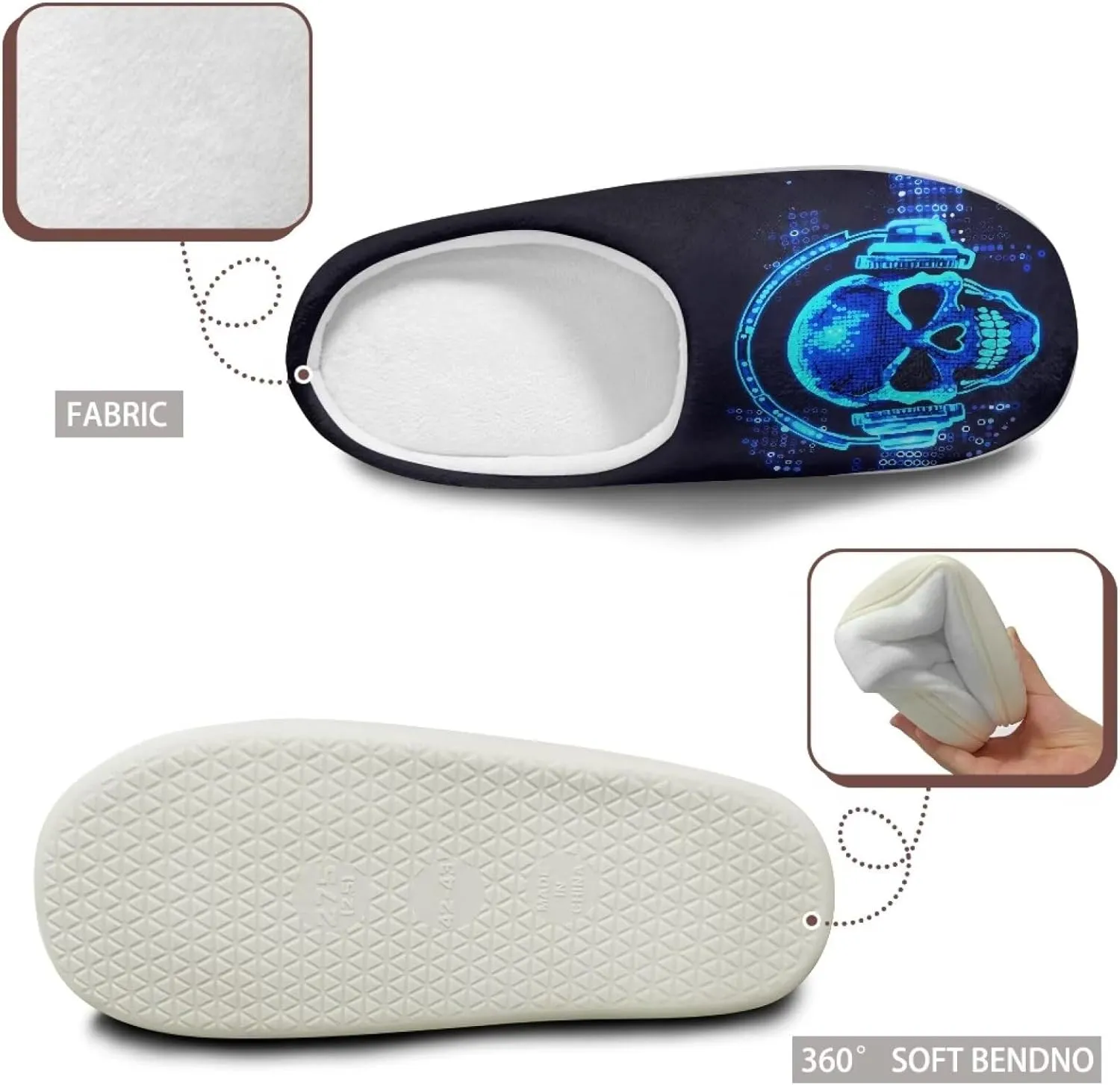 Men's Cozy Fluffy Slippers Slip On Warm Sandals Casual Non Slip House Shoes Indoor Winter Slippers SizeUS 4-15