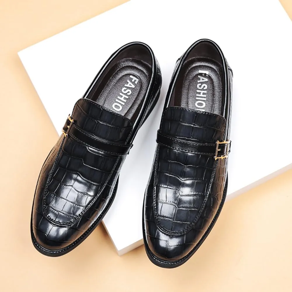 Men's Dress Crocodile Print Slip-on Classic Leather Loafers Casual Oxford Shoes