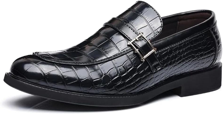 Men's Dress Crocodile Print Slip-on Classic Leather Loafers Casual Oxford Shoes