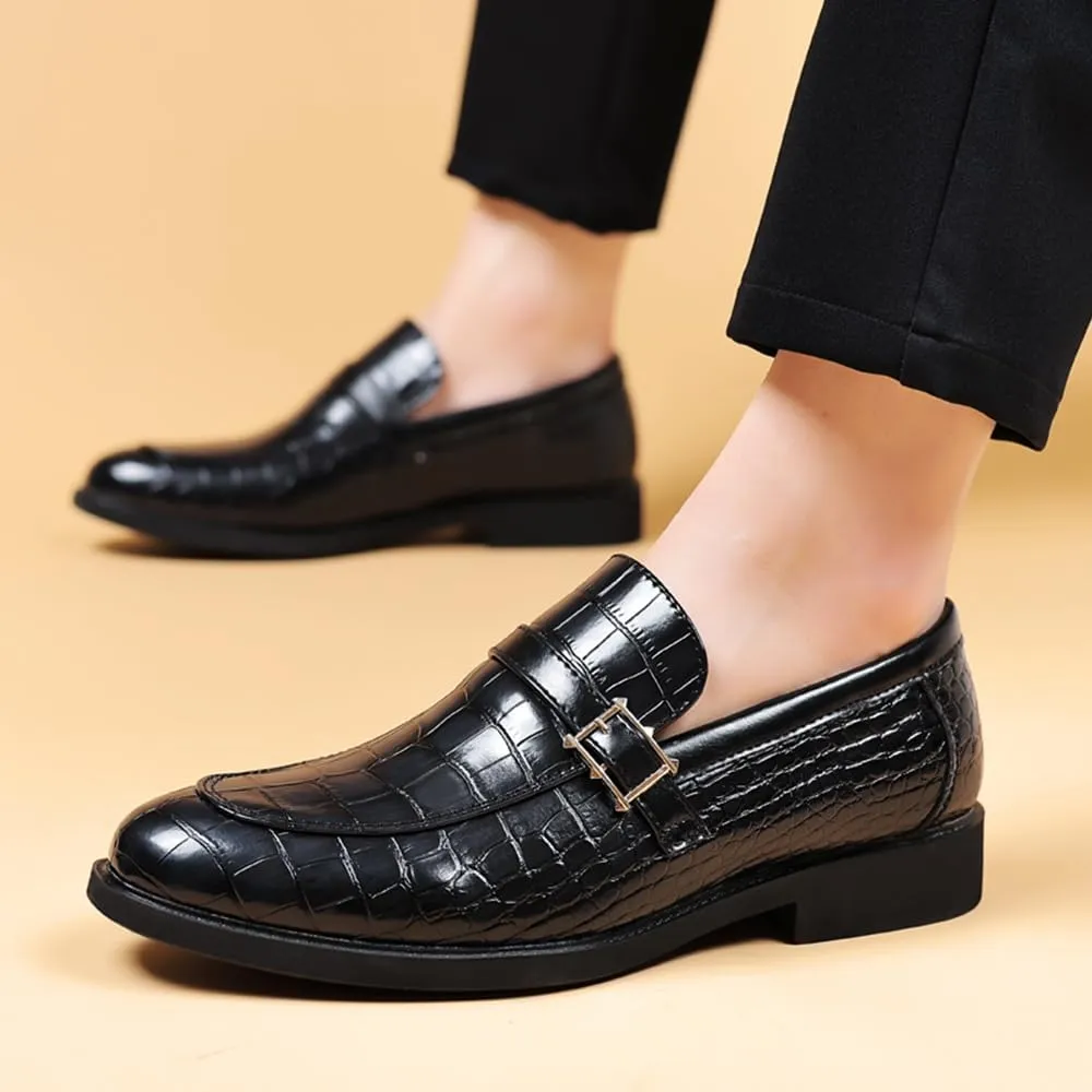 Men's Dress Crocodile Print Slip-on Classic Leather Loafers Casual Oxford Shoes