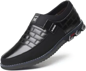 Men's Dress Shoes Business Soft Sole Oxford Derby Orthopedic Leather Slip-On Casual Shoes (Black,6.5)