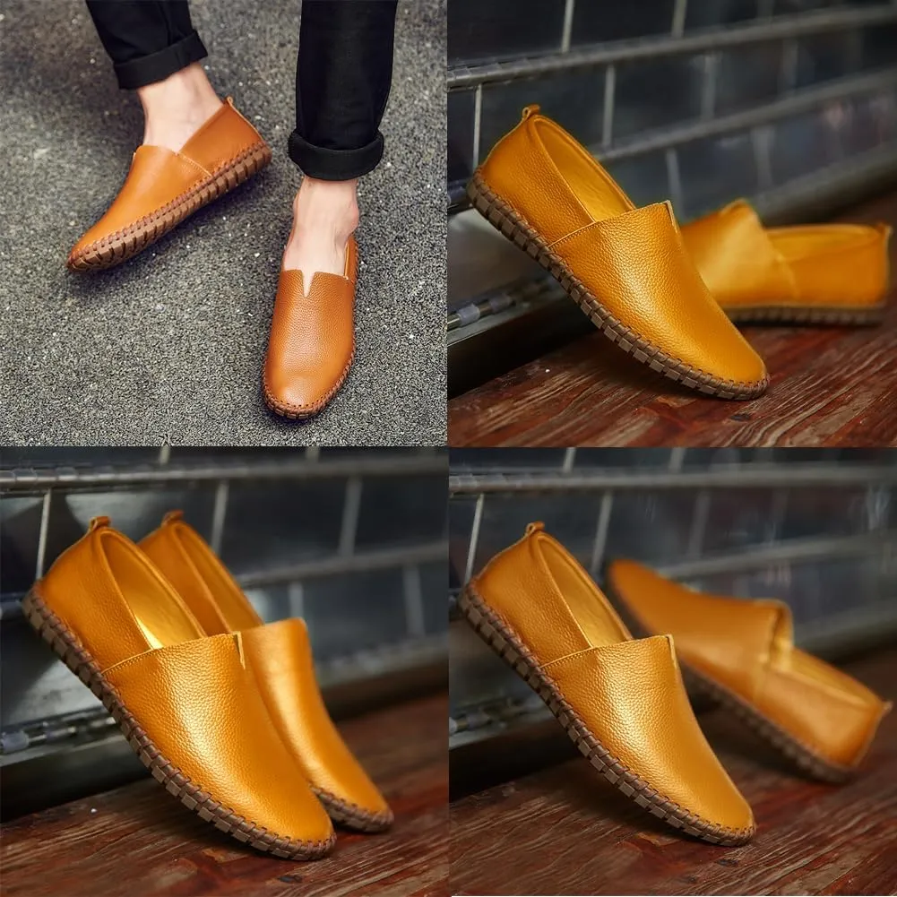 Men's Driving Loafers Leather Casual Slip On Shoes