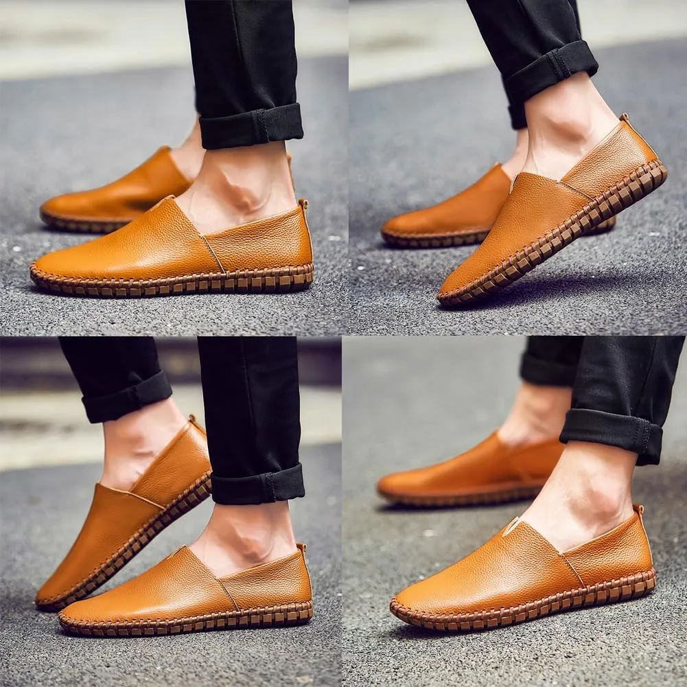 Men's Driving Loafers Leather Casual Slip On Shoes
