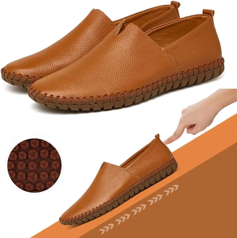 Men's Driving Loafers Leather Casual Slip On Shoes