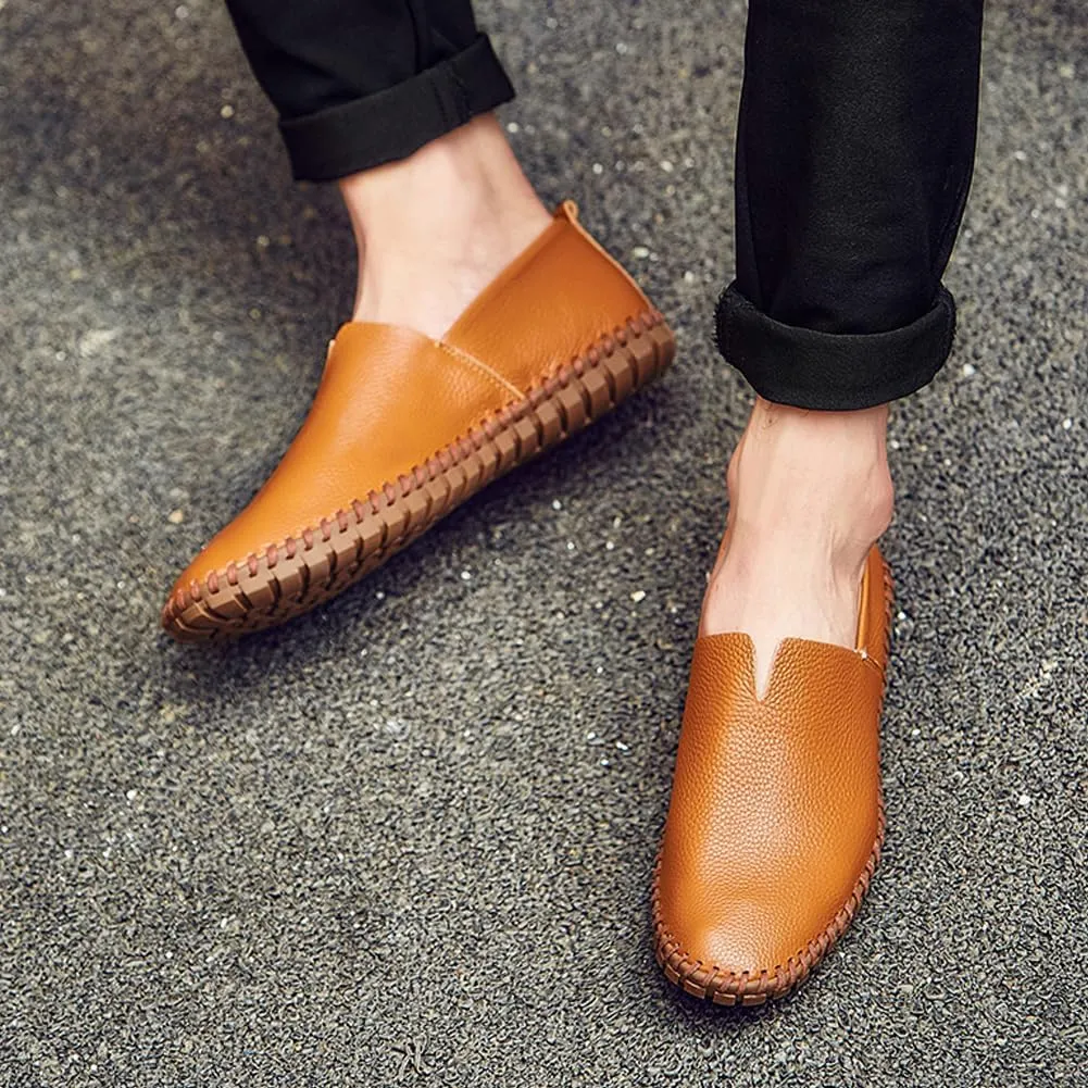 Men's Driving Loafers Leather Casual Slip On Shoes