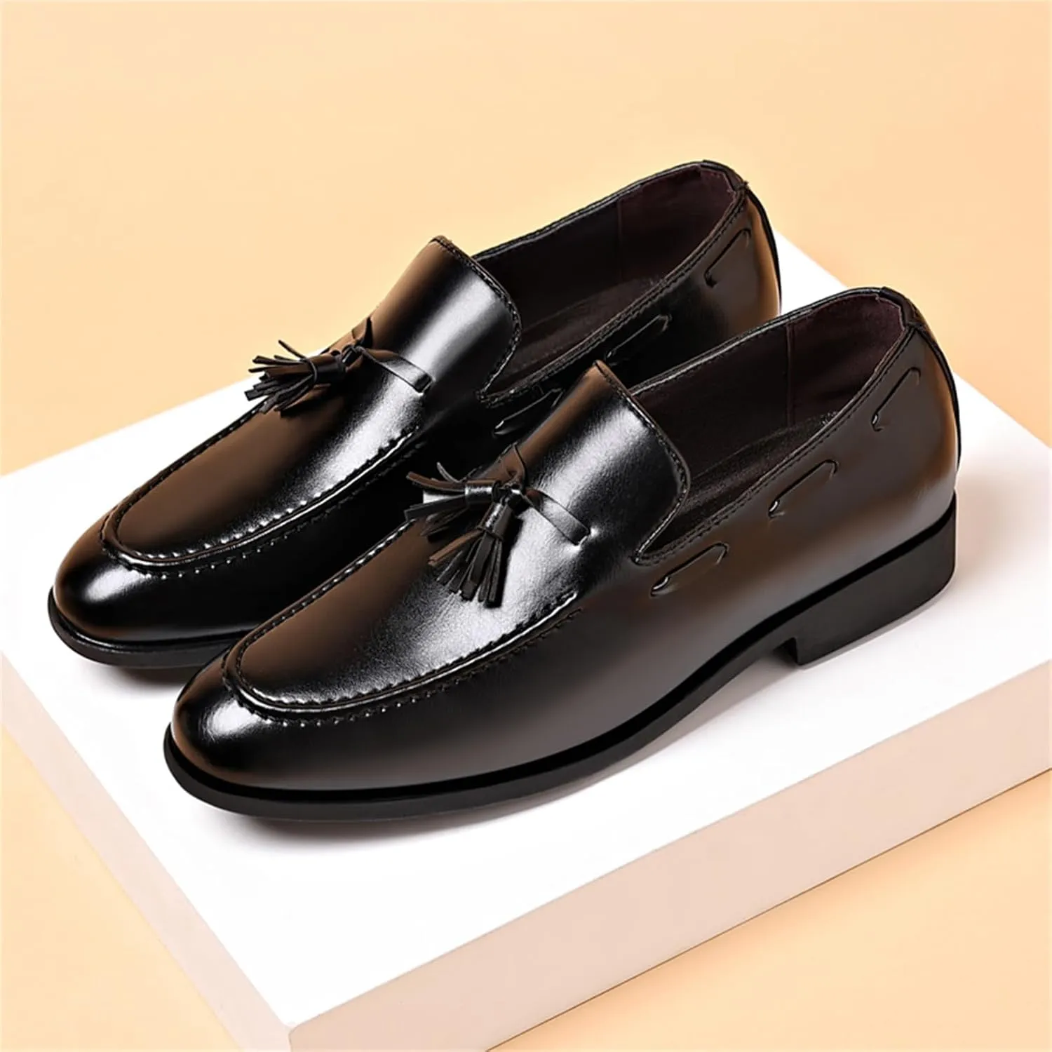Men's Fashion Tassels Loafers Leather Penny Formal Business Casual Slip On Dress Shoes for Mens