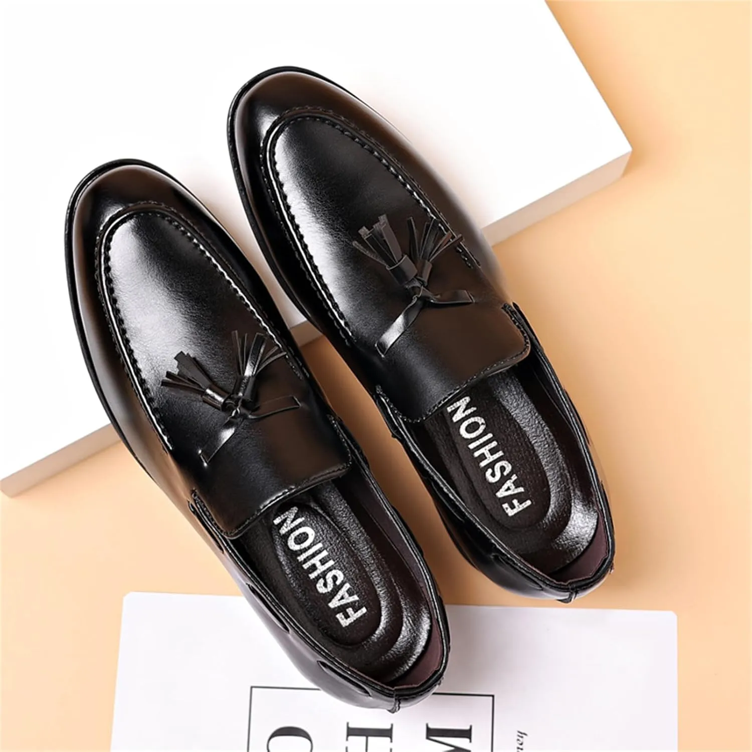 Men's Fashion Tassels Loafers Leather Penny Formal Business Casual Slip On Dress Shoes for Mens