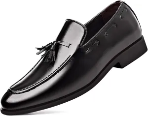 Men's Fashion Tassels Loafers Leather Penny Formal Business Casual Slip On Dress Shoes for Mens
