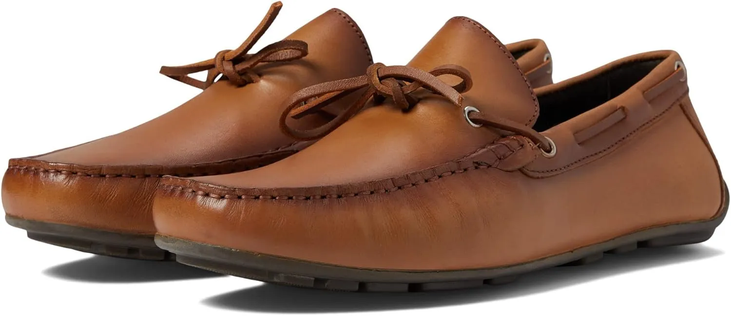 Men's Genuine Leather Casual Slip on Tie-Bow Loafers