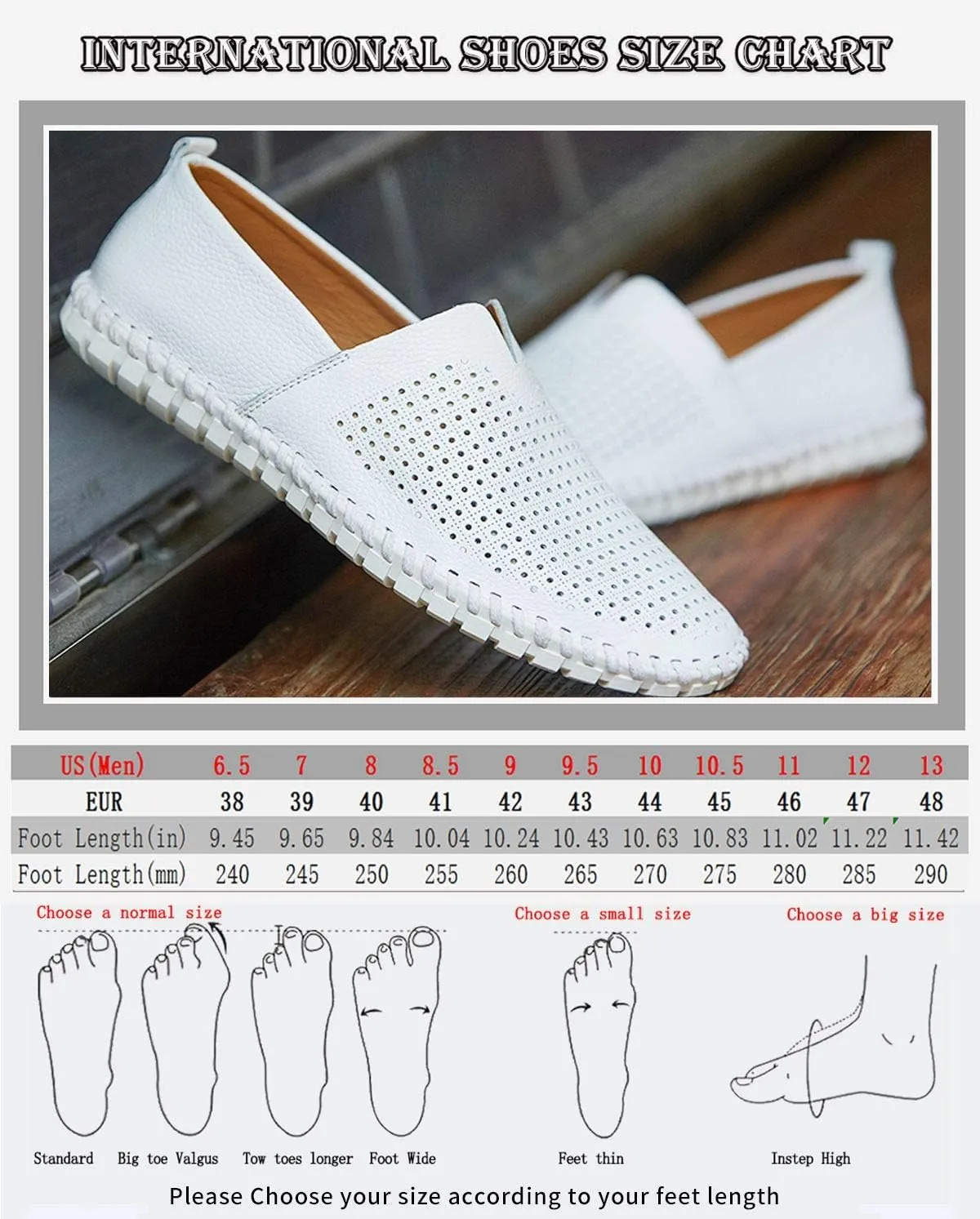 Men's Genuine Leather Loafer Shoes Slip On Soft Walking Shoes Perforated Driving Shoes