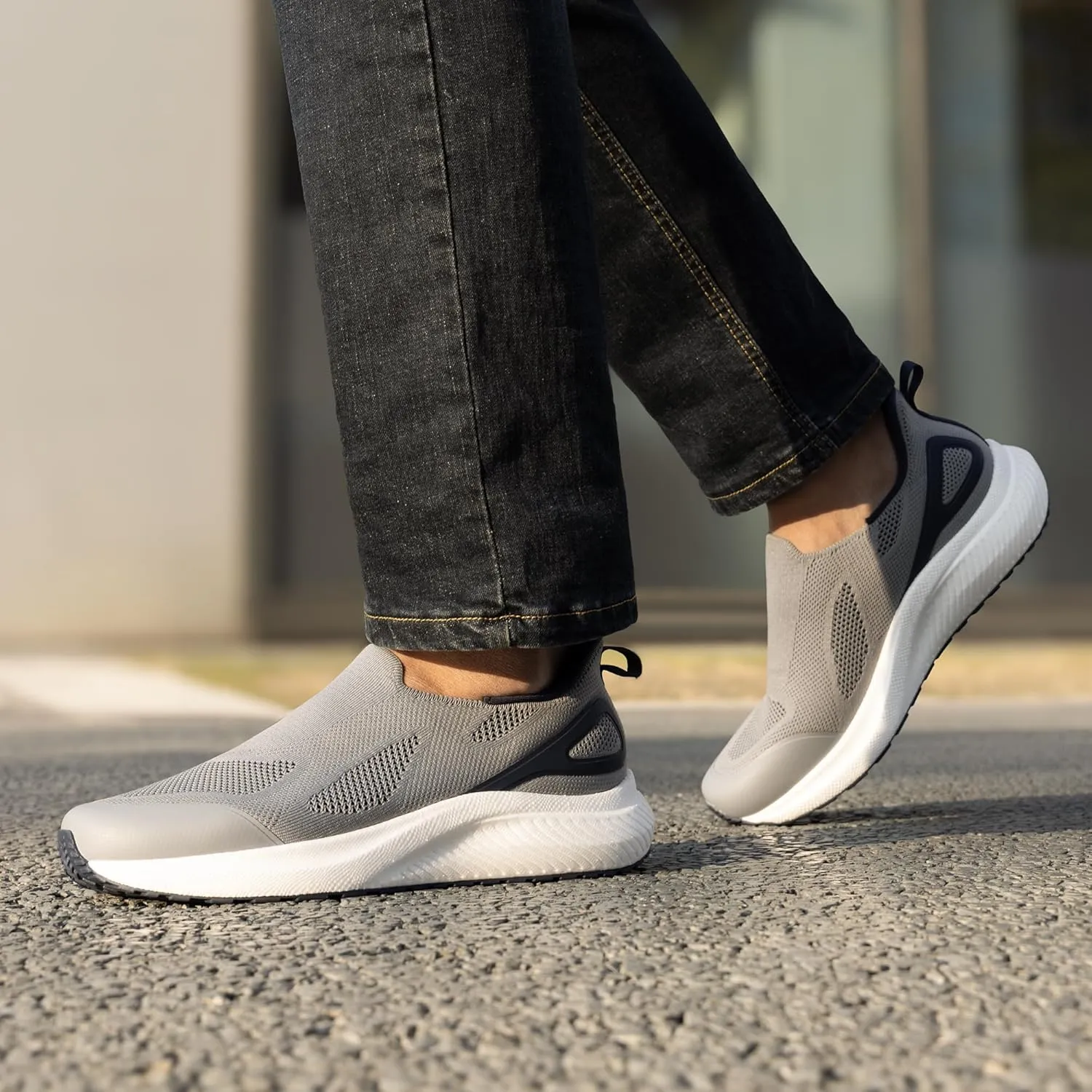 Men's Hands-Free Slip On Walking Shoes Laceless Comfortable Tennis Sneakers