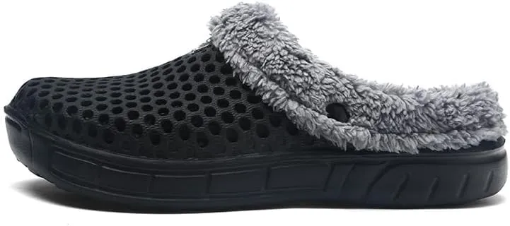 men's Lined Clog Breathable Mesh Lining Indoor Outdoor Walking Garden Clogs Winter Slippers