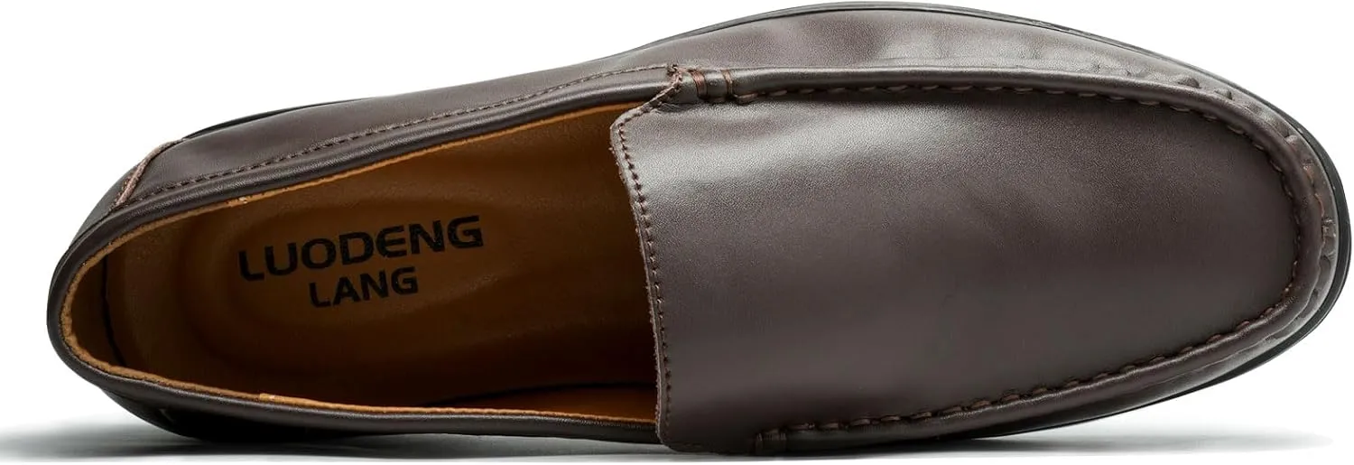 Men’s Loafers Casual Leather Slip-On Oxfords Driving Shoes Dress Soft Comfortable & Light-Weight Black