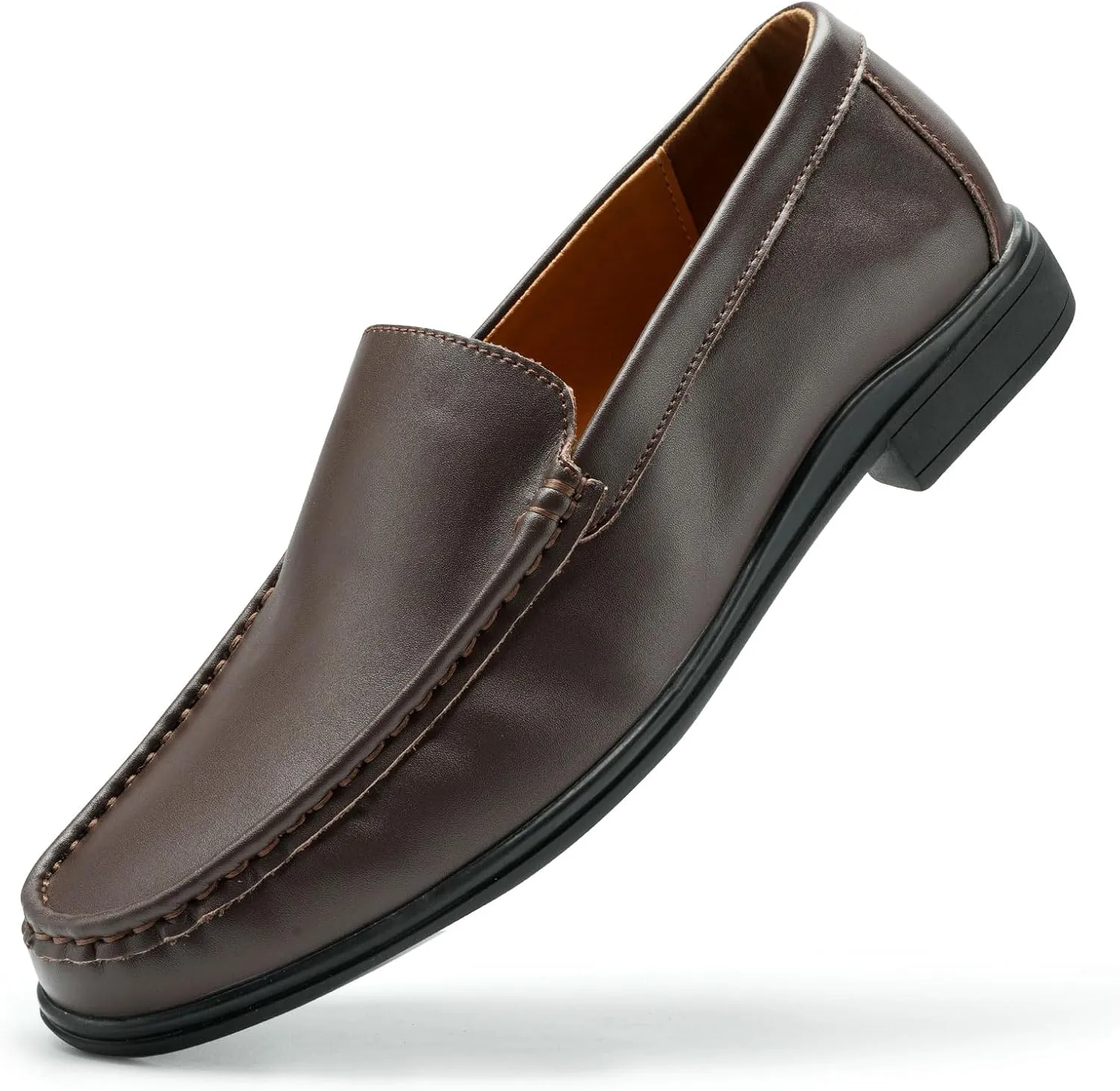Men’s Loafers Casual Leather Slip-On Oxfords Driving Shoes Dress Soft Comfortable & Light-Weight Black