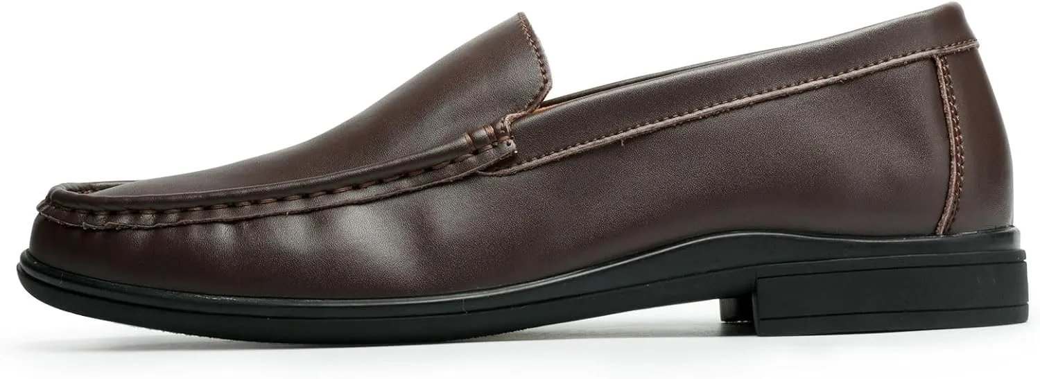 Men’s Loafers Casual Leather Slip-On Oxfords Driving Shoes Dress Soft Comfortable & Light-Weight Black