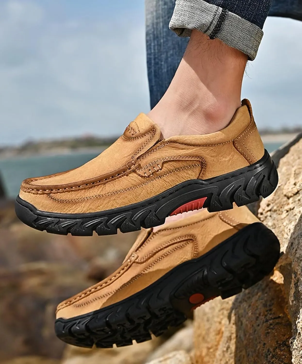 Mens Loafers Slip on Casual Hiking Shoes Outdoor Fashion Walking Shoes Autumn Spring