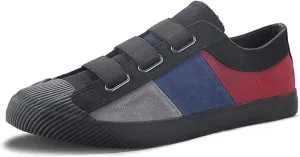 Men’s Low Top Canvas Walking Shoes,Slip on Casual Fashion Sneakers Retro Colorblock Casual Shoes
