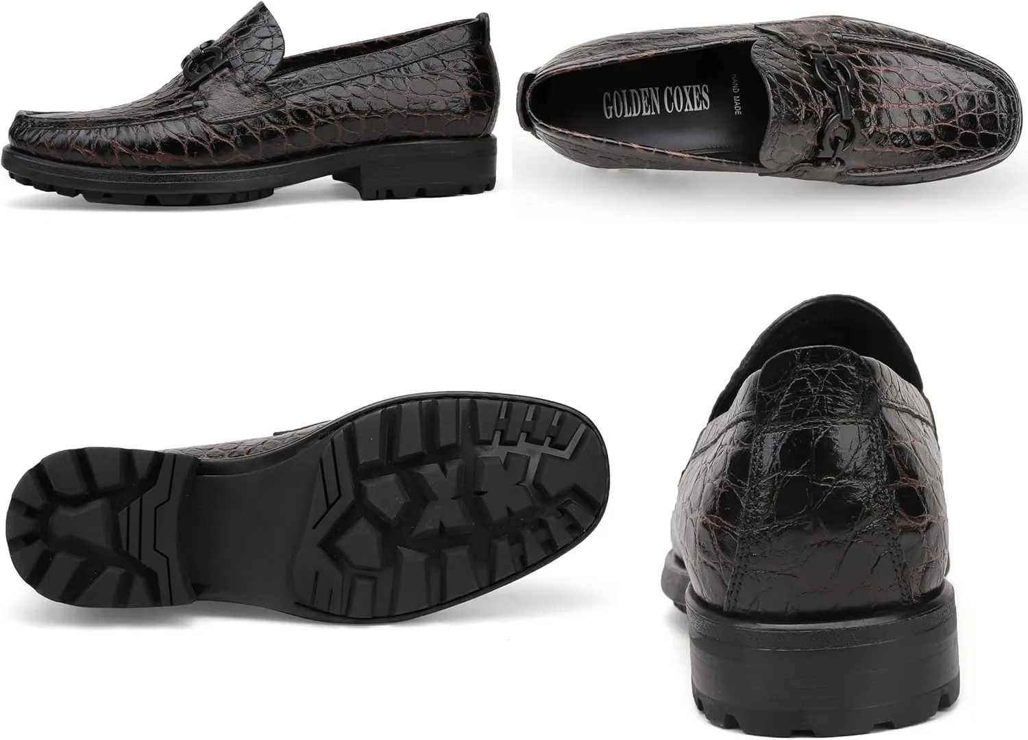Mens Luxury Leather Penny Loafer, Fashion Comfort Dress Shoes Classical Handmade Slip on Loafer Shoes for Men
