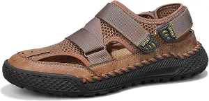 Men'S Mesh Hooked Strappy Platform fisherman Sandals With Adjustable Straps Summer Lightweight Breathable Closed Toe Athletic Sport Sandals For Walking Casual Hiking Sandals