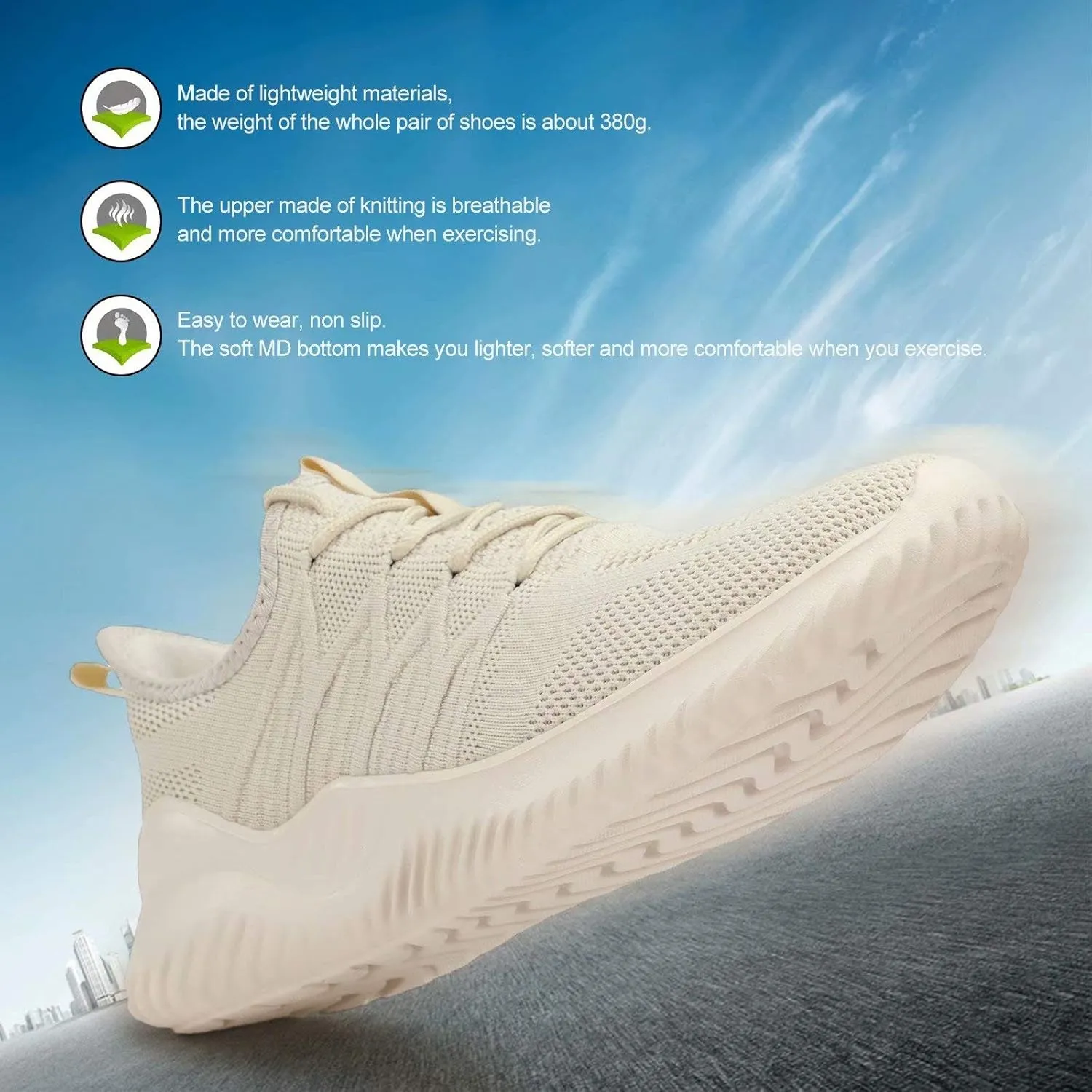 Mens Running Shoes Slip-on Walking Sneakers Lightweight Breathable Casual Soft Sole Trainers