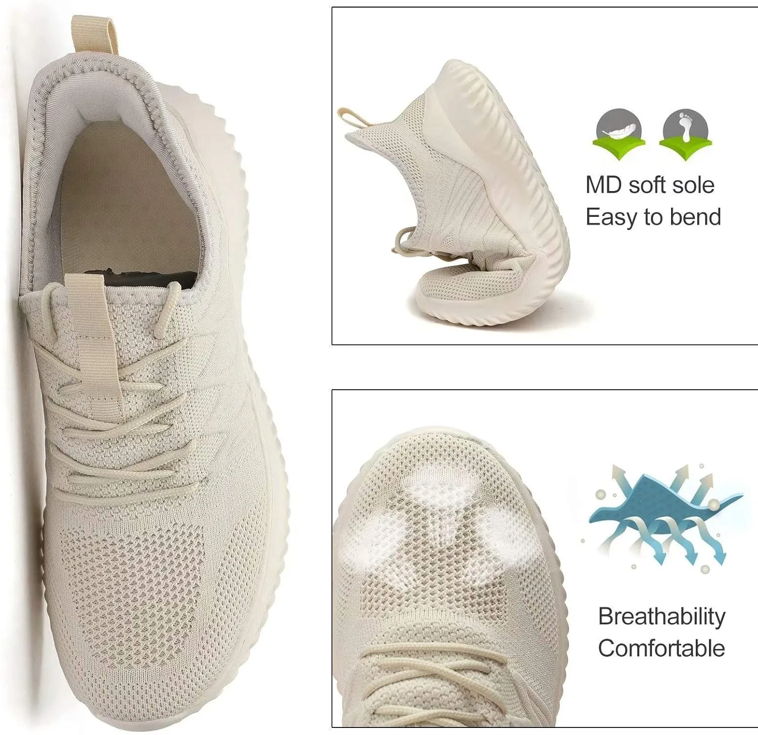 Mens Running Shoes Slip-on Walking Sneakers Lightweight Breathable Casual Soft Sole Trainers