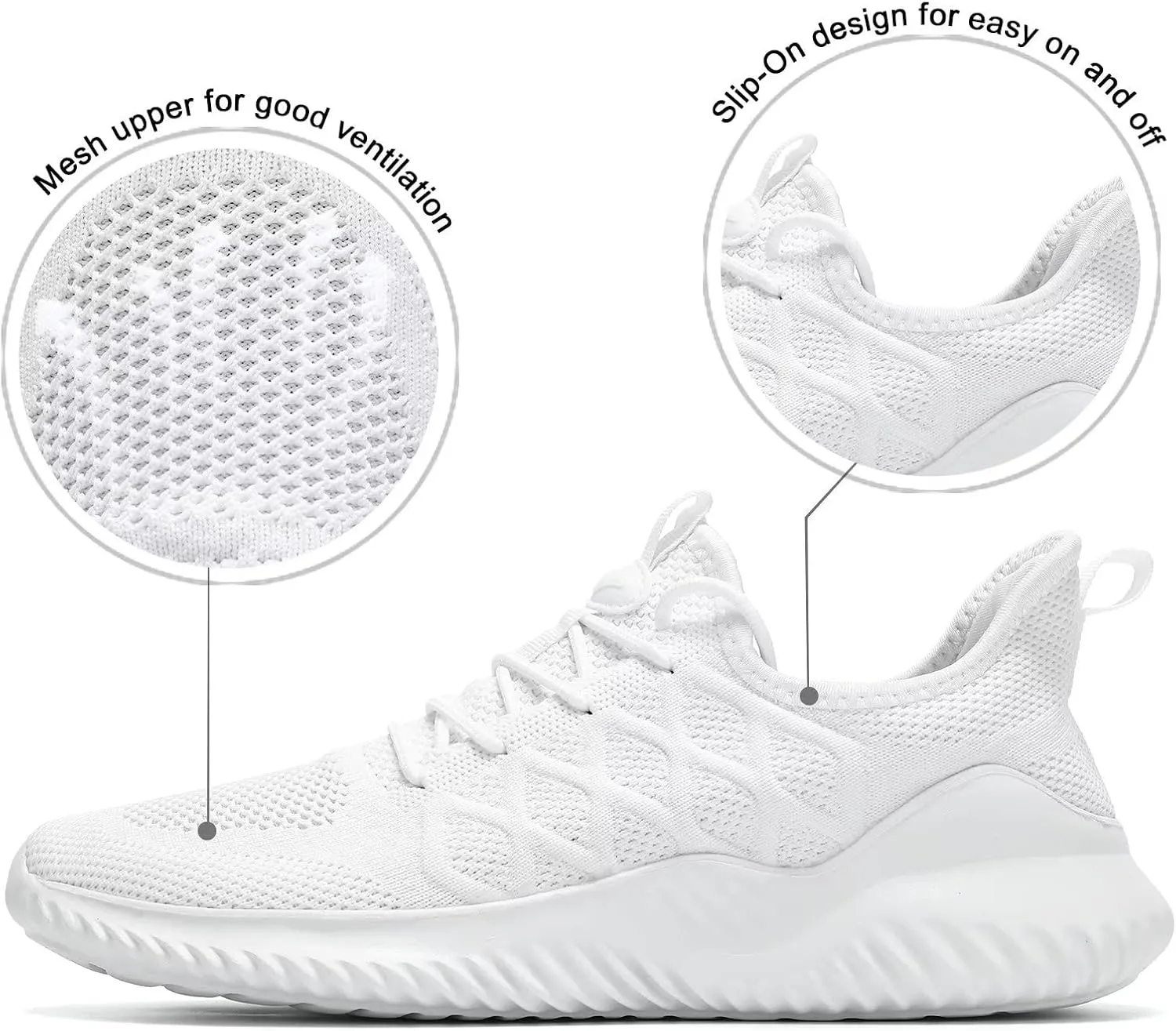 Mens Running Shoes Slip-on Walking Tennis Sneakers Lightweight Breathable Casual Soft Sole Mesh Workout Sports Shoes