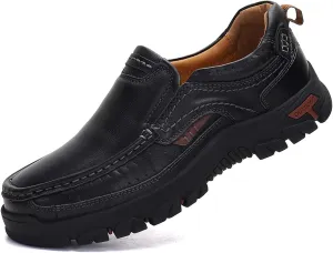 Mens Slip On Casual Shoes Leather Comfortable Walking Loafers