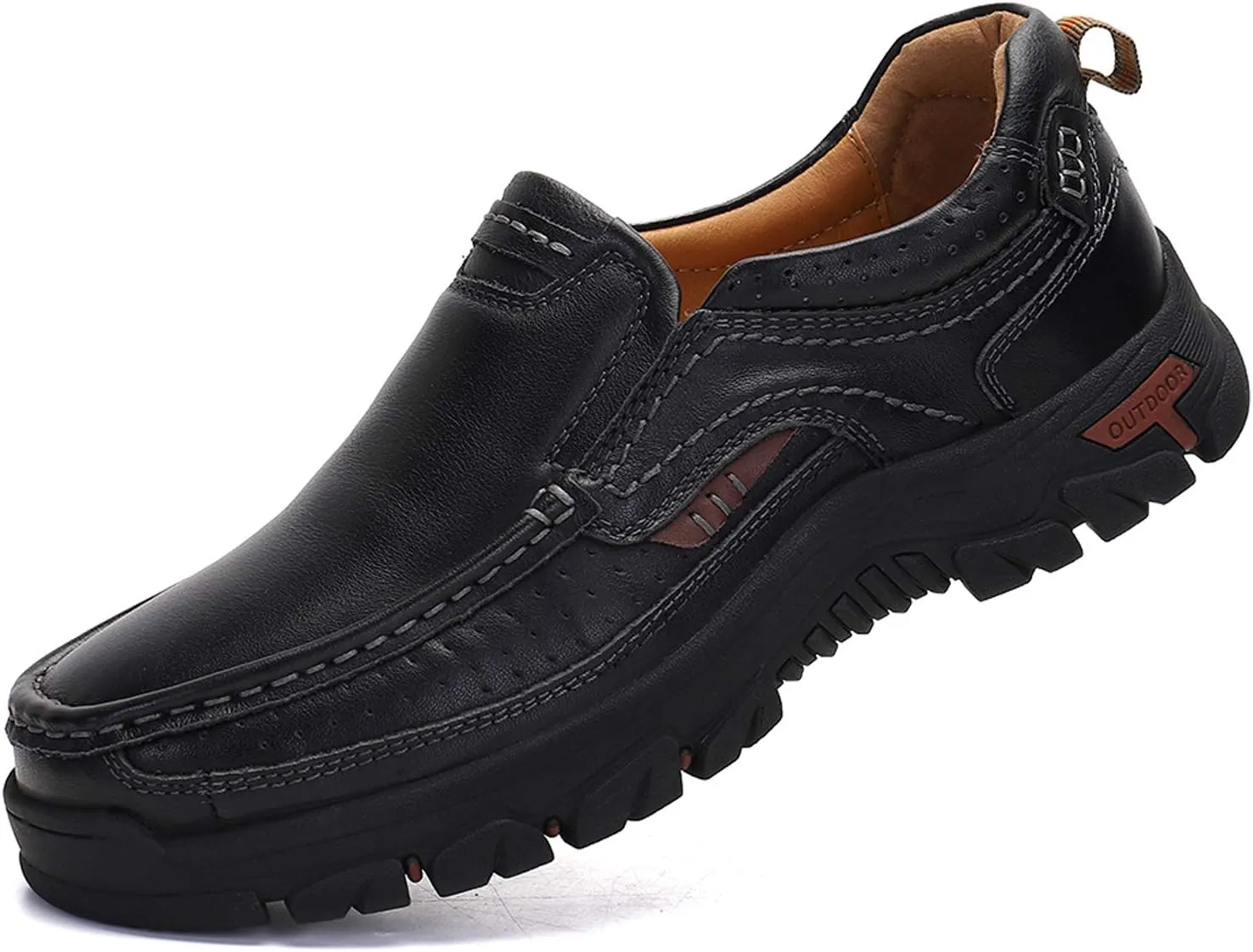 Mens Slip On Casual Shoes Leather Comfortable Walking Loafers