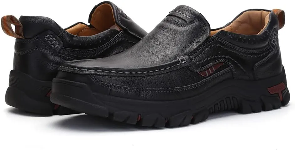 Mens Slip On Casual Shoes Leather Comfortable Walking Loafers