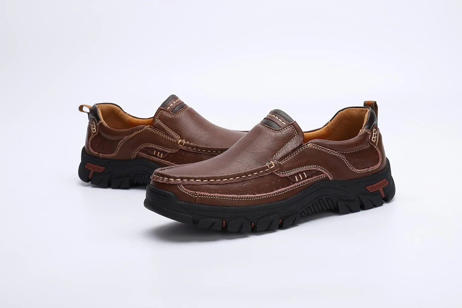 Mens Slip On Casual Shoes Leather Comfortable Walking Loafers