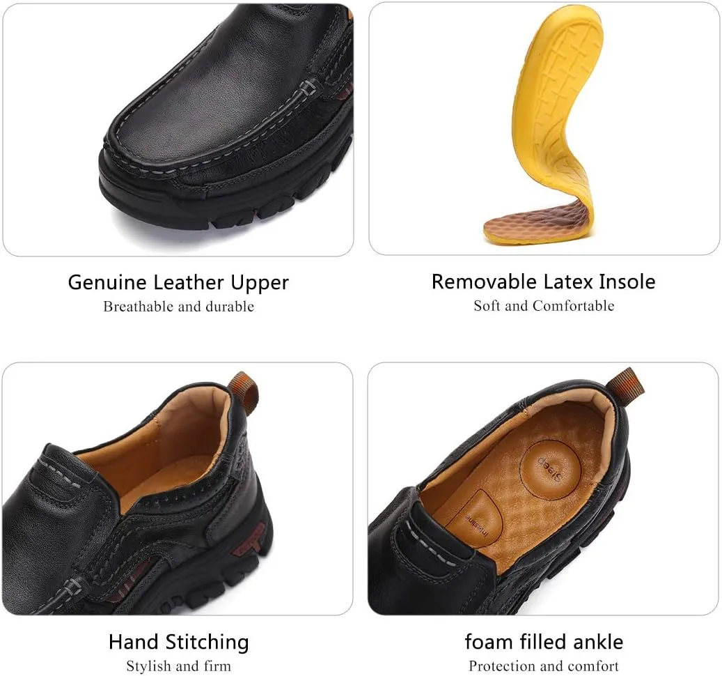 Mens Slip On Casual Shoes Leather Comfortable Walking Loafers
