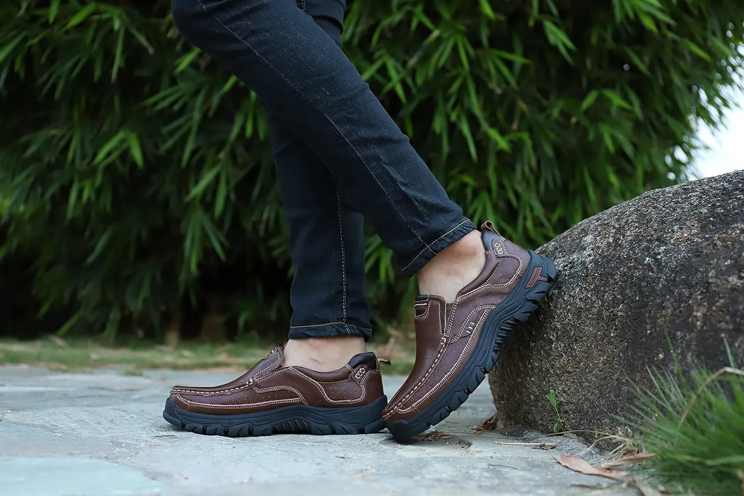 Mens Slip On Casual Shoes Leather Comfortable Walking Loafers