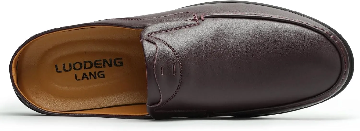 Men’s Slip-On Loafers Handmade Leather Slippers Breathable Comfortable Soft Hand Stitched no-heel Casual Shoes For Men
