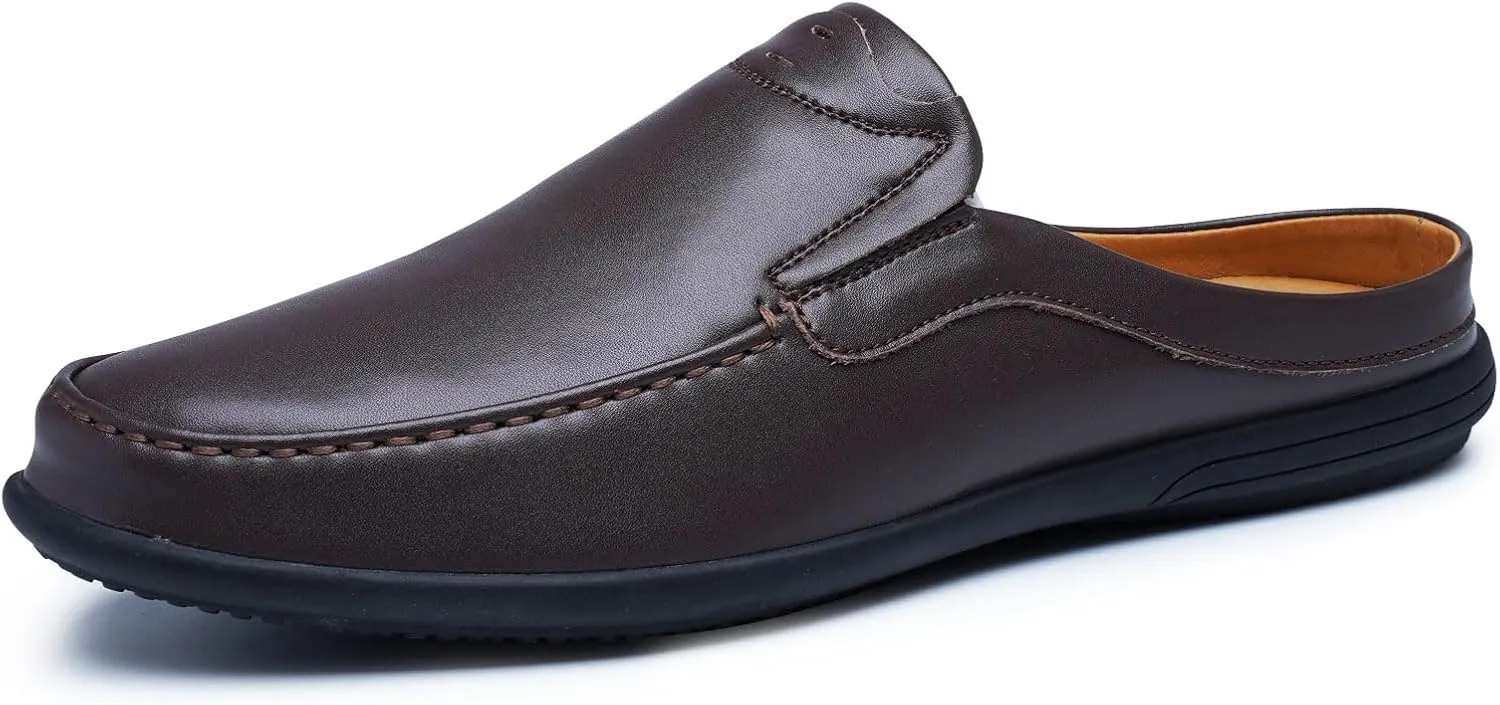 Men’s Slip-On Loafers Handmade Leather Slippers Breathable Comfortable Soft Hand Stitched no-heel Casual Shoes For Men