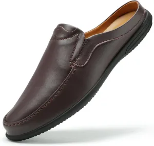 Men’s Slip-On Loafers Handmade Leather Slippers Breathable Comfortable Soft Hand Stitched no-heel Casual Shoes For Men