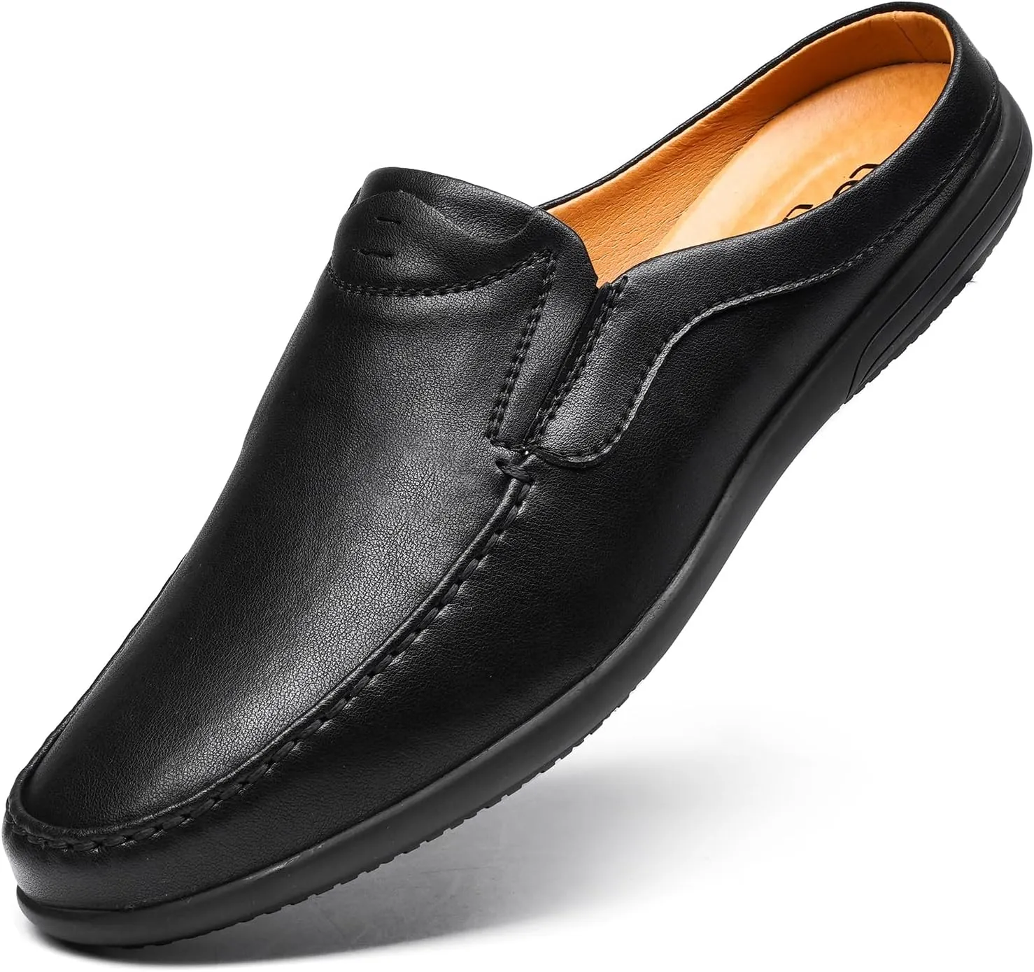 Men’s Slip-On Loafers Handmade Leather Slippers Breathable Comfortable Soft Hand Stitched no-heel Casual Shoes For Men