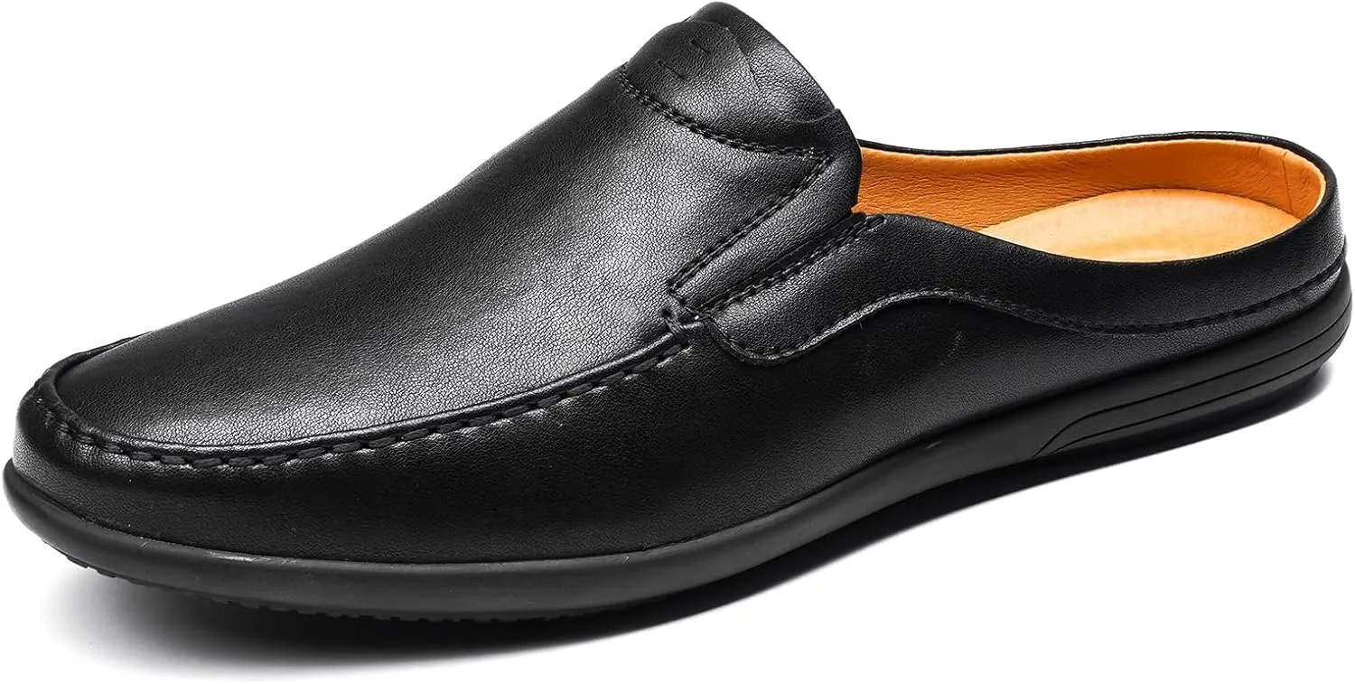 Men’s Slip-On Loafers Handmade Leather Slippers Breathable Comfortable Soft Hand Stitched no-heel Casual Shoes For Men