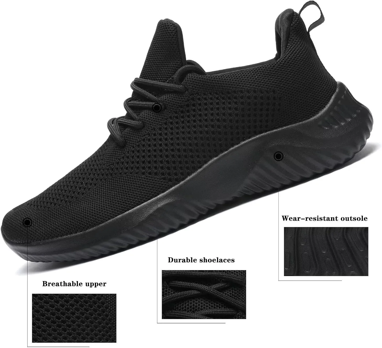 Mens Slip-on Tennis Shoes Walking Running Sneakers Lightweight Breathable Casual Soft Sole Mesh Work Gym Trainers