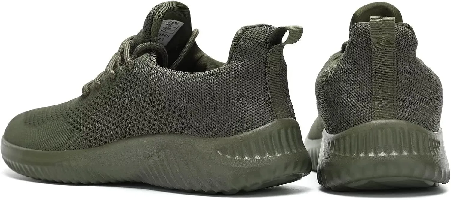 Mens Slip-on Tennis Shoes Walking Running Sneakers Lightweight Breathable Casual Soft Sole Mesh Work Gym Trainers