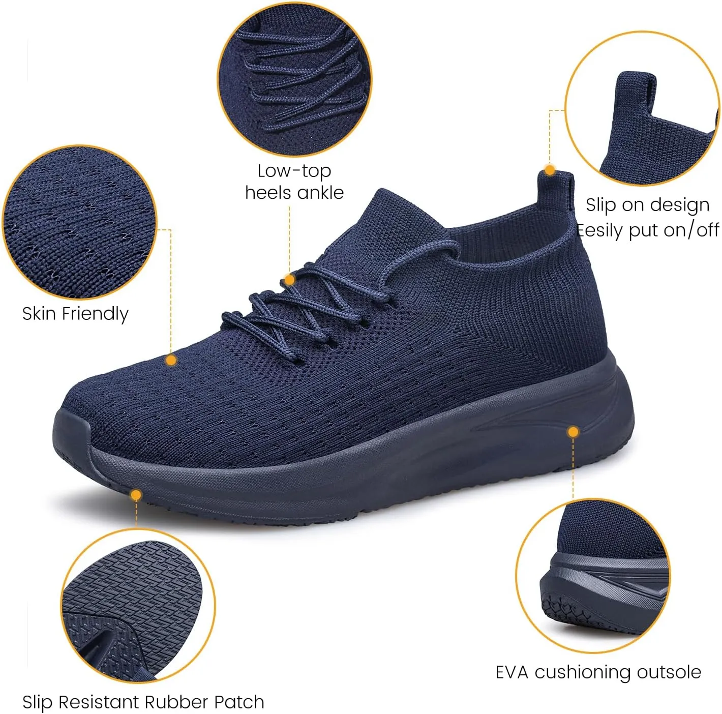 Mens Slip on Walking Shoes Comfort Sock Shoes Non Slip Mesh Casual Running Sneakers