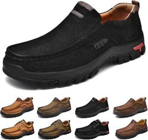 Men's Slip On Waterproof Loafers Leather Walking Boots Mens Slip-On Dress Shoes Slippers for Men Outdoor Trekking Camping Sneakers