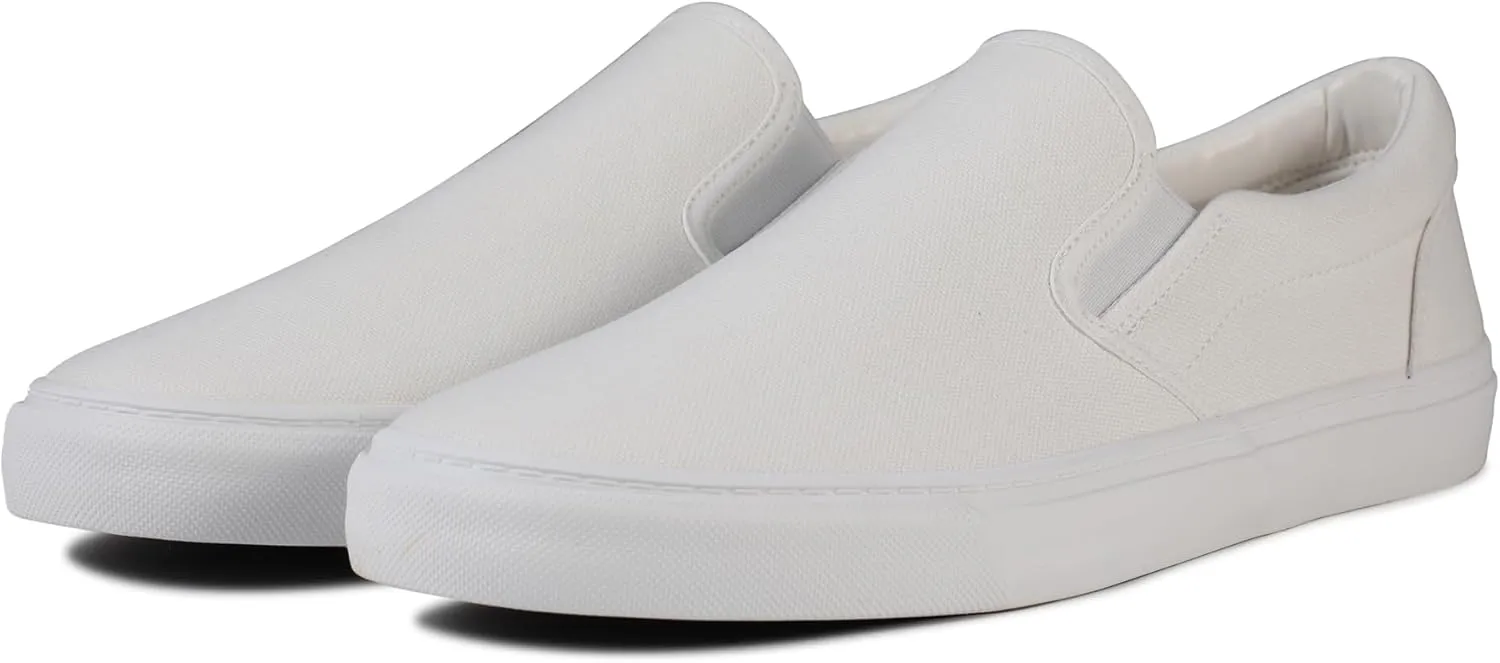 Men's Sneakers Classic Low Top Slip On Shoes Wide Canvas Skate Loafers Sneakers with Soft Insole Causal Dress Shoes for Men Comfortable Walking Shoes Slip on Sneakers for Men