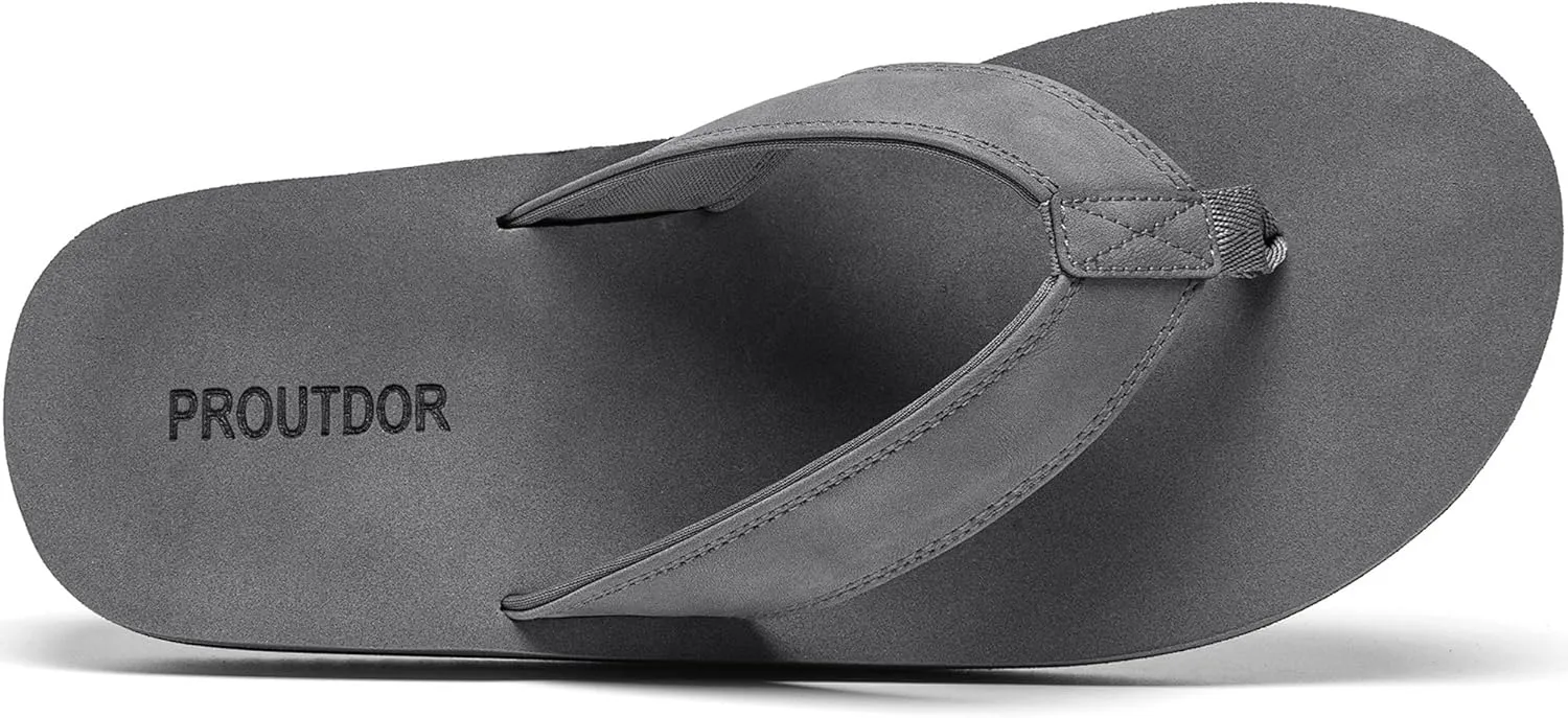 Men's Wide Flip Flop with Orthotic Arch Support Athletic Slide Thong Sandals for Men Soft Cushion Footbed